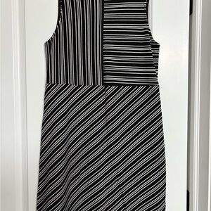 Chic Black and White Striped Midi Dress
